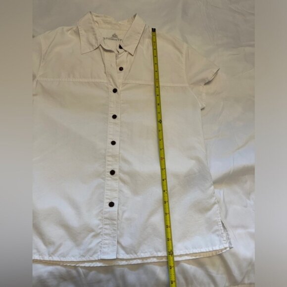 STORMTECH Cap Sleeve White Button Front Shirt Casual Hiking Gorpcore Weekend - Picture 10 of 11